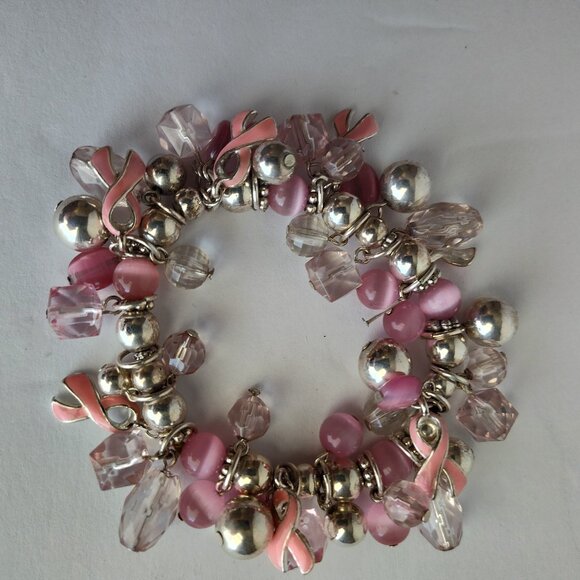 Ladies Breast Cancer Awareness Bracelet - Picture 1 of 2